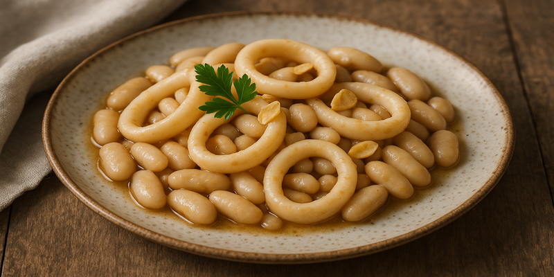 Calamar amb Mongetes Seques Forki