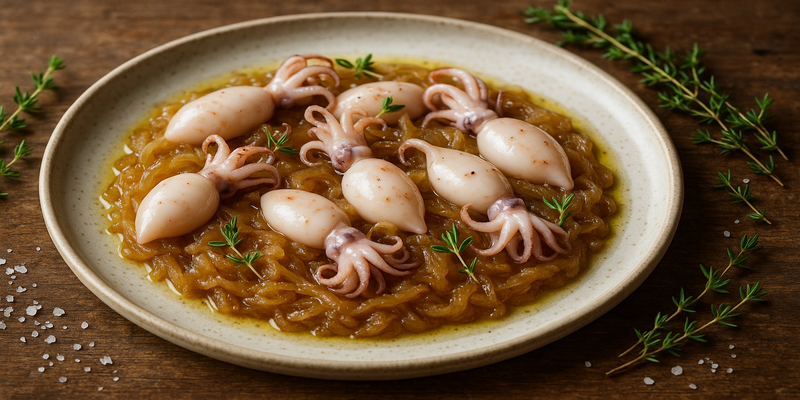 Calamarsets amb Ceba Confitada