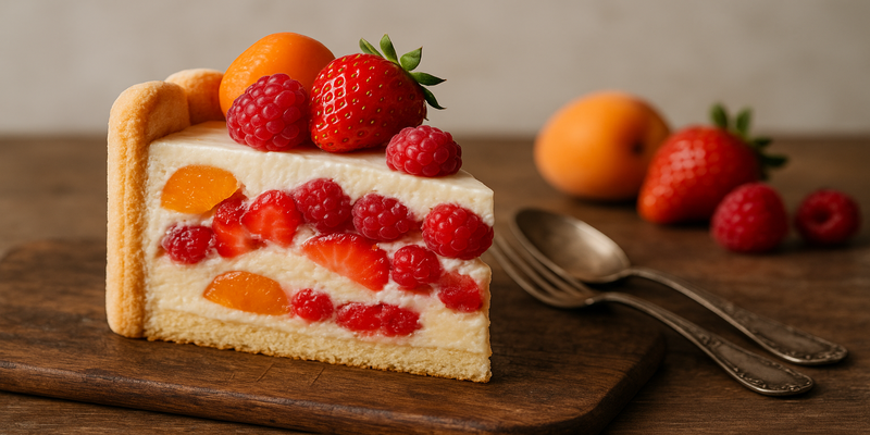 Charlotte de qualsevol fruita (albercocs, maduixes, gerds)