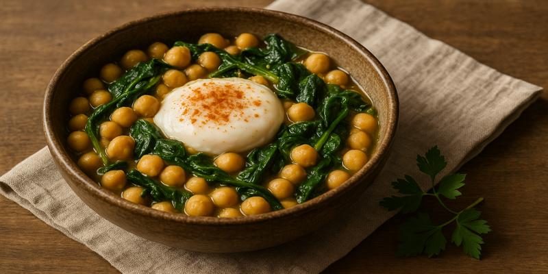 Cigrons amb Espinacs i Ou