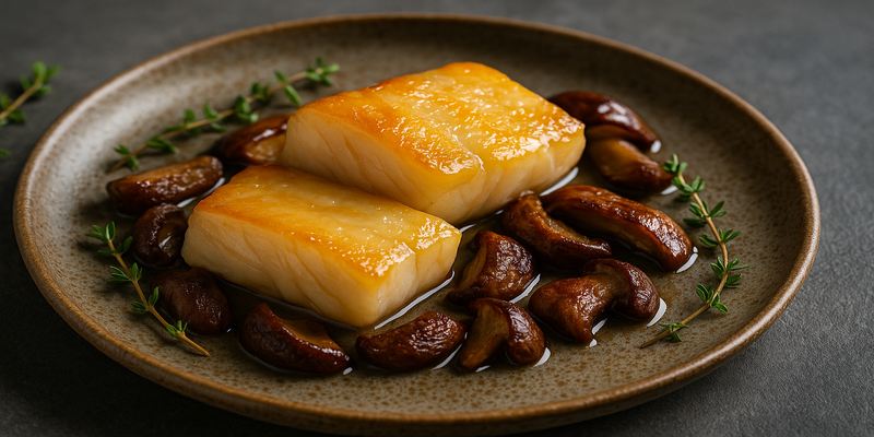 Lloms de Bacallà Confitat amb Ceps