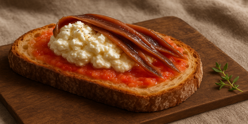 Pastís de Pa amb Tomàquet, Mató i Anxoves